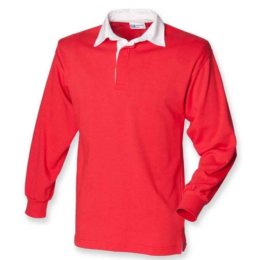 Front Row Mens Classic Long-Sleeved Rugby Shirt / Red/White
